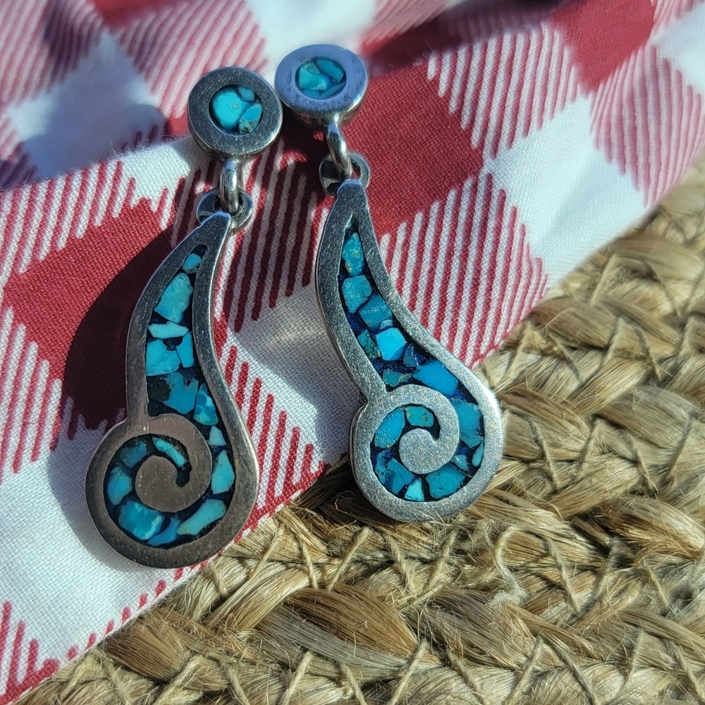 Sterling Turquoise chip earrings
